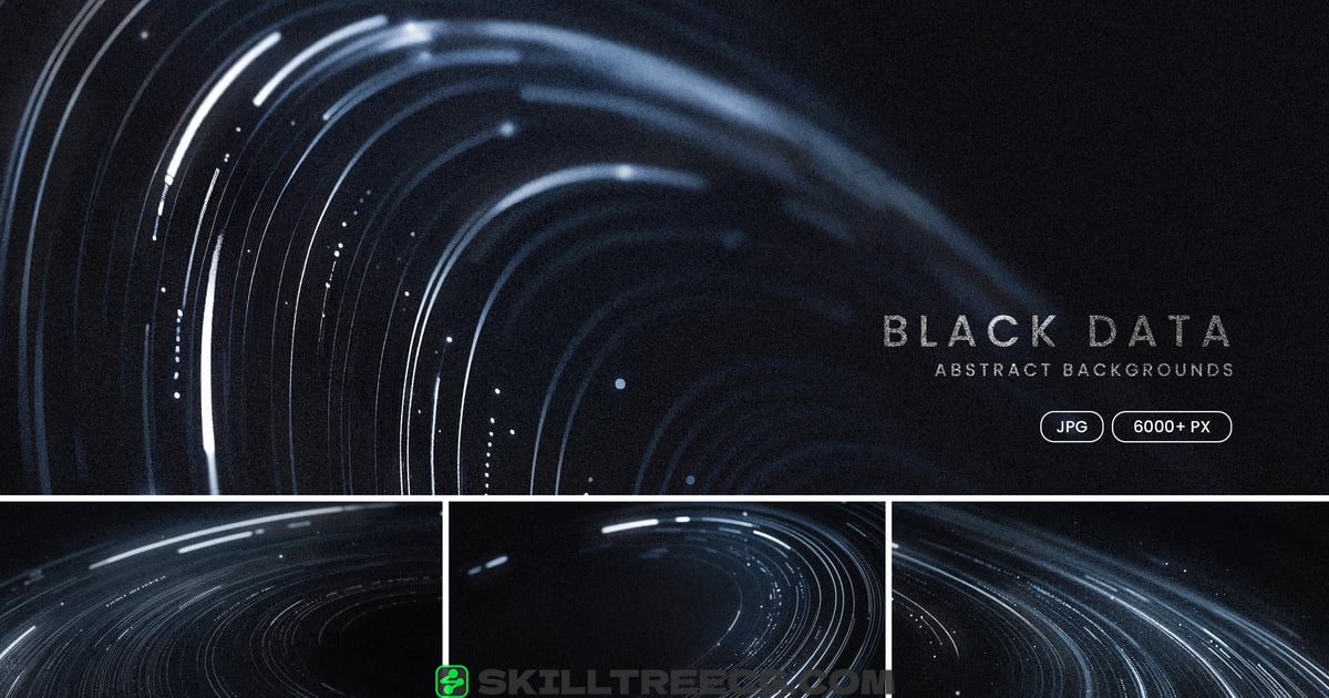 Black Abstract Circular Data Flow Backgrounds（569325）-技能树